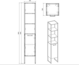 Impact Furniture Freestanding Tall Bathroom Cabinet Storage Unit Tallboy Black Steel Industrial Frame Oak Finish Loft Display Shelf Brook - thumbnail 7