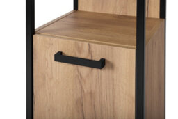 Impact Furniture Freestanding Tall Bathroom Cabinet Storage Unit Tallboy Black Steel Industrial Frame Oak Finish Loft Display Shelf Brook - thumbnail 6