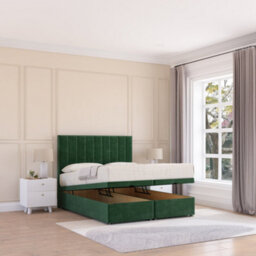 Sloomy Kansas End Lift Ottoman Bed 4Ft With Sprung Memory Mattress - Emerald Plush & Headboard- Small Double - thumbnail 1