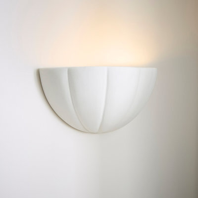 Valuelights Leonardo Paint-Me Plain Ceramic Scallop Flush Wall Sconce Light - image 1