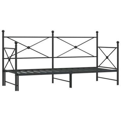 Berkfield Durable Daybed With Trundle Without Mattress Black 90X200 Cm Steel