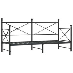 Berkfield Durable Daybed With Trundle Without Mattress Black 90X200 Cm Steel