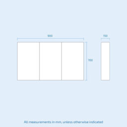Nes Home Mccann 900mm 3 Door Mirror Cabinet White - thumbnail 7