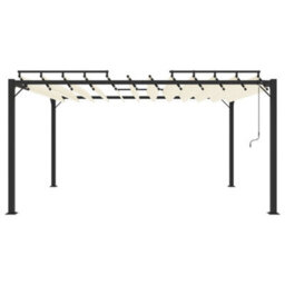 Berkfield Modern Gazebo With Louvered Roof 3X4 M Cream Fabric And Aluminium - thumbnail 3