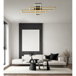 Luminosa Lighting Luminosa Dakari 80X60Cm Integrated Led Semi Flush Ceiling Light Matt Black, Gold 3X Led 3000K - thumbnail 8