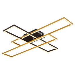 Luminosa Lighting Luminosa Dakari 80X60Cm Integrated Led Semi Flush Ceiling Light Matt Black, Gold 3X Led 3000K