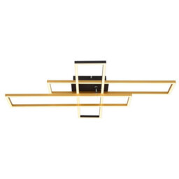 Luminosa Lighting Luminosa Dakari 80X60Cm Integrated Led Semi Flush Ceiling Light Matt Black, Gold 3X Led 3000K - thumbnail 3