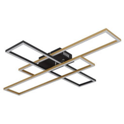 Luminosa Lighting Luminosa Dakari 80X60Cm Integrated Led Semi Flush Ceiling Light Matt Black, Gold 3X Led 3000K - thumbnail 2