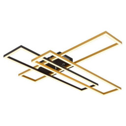 Luminosa Lighting Luminosa Dakari 80X60Cm Integrated Led Semi Flush Ceiling Light Matt Black, Gold 3X Led 3000K - thumbnail 5