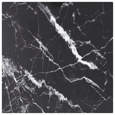Berkfield Table Top Black 30X30 Cm 6 mm Tempered Glass With Marble Design - image 1