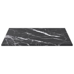Berkfield Table Top Black 30X30 Cm 6 mm Tempered Glass With Marble Design - thumbnail 3