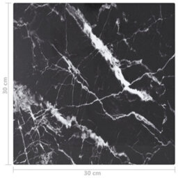 Berkfield Table Top Black 30X30 Cm 6 mm Tempered Glass With Marble Design - thumbnail 5