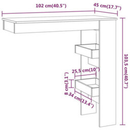 Vidaxl Wall Bar Table Sonoma Oak 102X45X103.5 Cm Engineered Wood - thumbnail 9