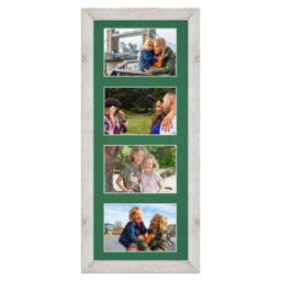 AK Frames 50X20Cm White Rustic Modern Multi Photo Frame With Emerald Mount - Holds 4 Apertures (4X) 6X4 Photos - thumbnail 1