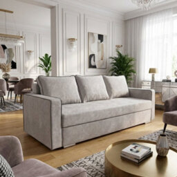 Beno Sofa Bed With Storage Compartment Laminated Board Chipboard Bonell Springs Wooden Legs 230X92X91Cm Beige - thumbnail 1