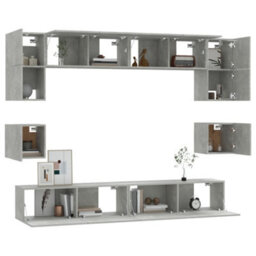 Berkfield 8 Piece Tv Cabinet Set Concrete Grey Engineered Wood - thumbnail 4