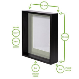 "Nicola Spring 8 X 10"" Deep Photo Frames - Black/white Mount - 3D Deep Box Picture Frame Display Case (5 X 7"" Mount) X5" - thumbnail 4