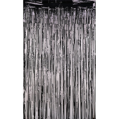 Neel Blue Black Metallic Tinsel Curtain Foil Fringe Backdrop Steamers - 1M X 3M - image 1