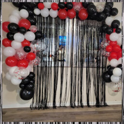 Neel Blue Black Metallic Tinsel Curtain Foil Fringe Backdrop Steamers - 1M X 3M - thumbnail 6