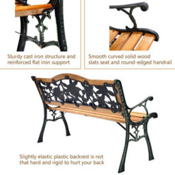 Costway Outdoor Garden Bench Loveseat 2 Seater Park Chair Wood Slats Seat Weather Proof - thumbnail 8