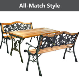 Costway Outdoor Garden Bench Loveseat 2 Seater Park Chair Wood Slats Seat Weather Proof - thumbnail 9