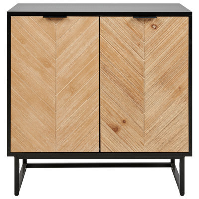 Beliani Nordic Living Sideboard Black And Light Wood 2-Door, 800 X 400 X 800mm - image 1