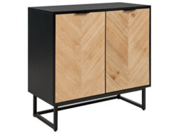 Beliani Nordic Living Sideboard Black And Light Wood 2-Door, 800 X 400 X 800mm - thumbnail 3