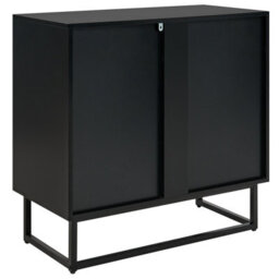 Beliani Nordic Living Sideboard Black And Light Wood 2-Door, 800 X 400 X 800mm - thumbnail 6