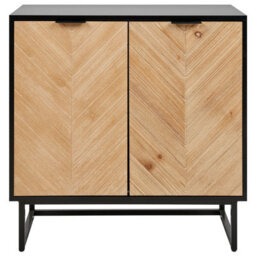 Beliani Nordic Living Sideboard Black And Light Wood 2-Door, 800 X 400 X 800mm - thumbnail 1