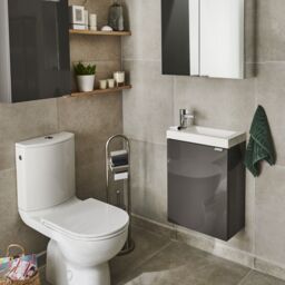 GoodHome Imandra Gloss Anthracite Single Wall-Mounted Bathroom Cloakroom Unit (H) 550mm (W) 43.6mm - thumbnail 3