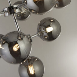 Lighting Collection Dalian Chrome & Smoke Glass Shades 9 Light Pendant - thumbnail 3