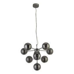 Lighting Collection Dalian Chrome & Smoke Glass Shades 9 Light Pendant - thumbnail 2