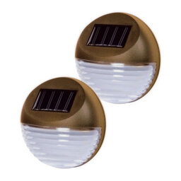 Taylor & Brown Pack Of 2 Brown Decorative Wireless Garden Solar Lights Weatherproof Outdoor Fence Step Gutter Wall Lamps