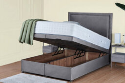 UKBEDFURNITURE Hanna Plush Grey End Opening Divan Ottoman Bed With 54 Inch Headboard - thumbnail 2