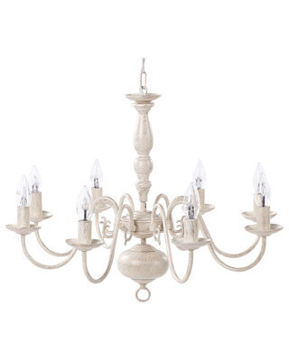 Wyld And Coco Glam Vintage 8-Light Pendant Lamp, White And Gold Iron Vintage Glamour, 660mm Dia, 1000mm Drop - image 1