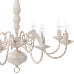 Wyld And Coco Glam Vintage 8-Light Pendant Lamp, White And Gold Iron Vintage Glamour, 660mm Dia, 1000mm Drop - thumbnail 7