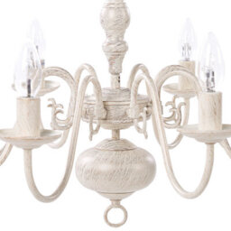 Wyld And Coco Glam Vintage 8-Light Pendant Lamp, White And Gold Iron Vintage Glamour, 660mm Dia, 1000mm Drop - thumbnail 6