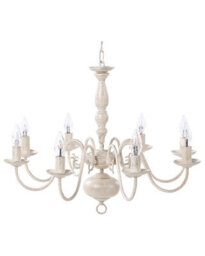 Wyld And Coco Glam Vintage 8-Light Pendant Lamp, White And Gold Iron Vintage Glamour, 660mm Dia, 1000mm Drop - thumbnail 1