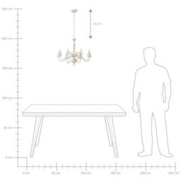 Wyld And Coco Glam Vintage 8-Light Pendant Lamp, White And Gold Iron Vintage Glamour, 660mm Dia, 1000mm Drop - thumbnail 8