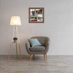 AK Frames 12X12 Walnut Modern Multi Photo Frame With Mid Grey Mount - Holds 4 Apertures (4X) 6X4 Photos - thumbnail 3