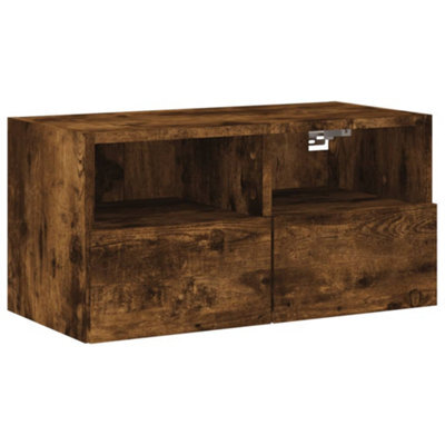 Berkfield Durable Tv Wall Cabinet Smoked Oak 60X30X30 Cm Engineered Wood - image 1