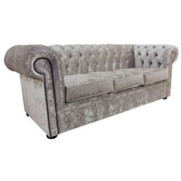 Chesterfield 3 Seater Sofa Senso Oyster Velvet Fabric In Classic Style - thumbnail 3