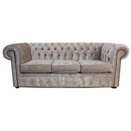 Chesterfield 3 Seater Sofa Senso Oyster Velvet Fabric In Classic Style - thumbnail 2