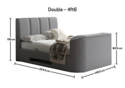 Copenhagen Upholstered Ottoman Tv Bed Mid Grey - Double Bed Frame Only - thumbnail 8