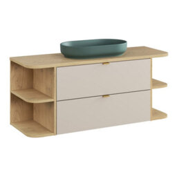 Heze Furniture Dalia Bathroom Cabinet Vanity 120Cm With Countertop Basin In Cashmere & Cremona Oak - thumbnail 2