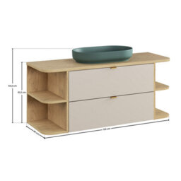 Heze Furniture Dalia Bathroom Cabinet Vanity 120Cm With Countertop Basin In Cashmere & Cremona Oak - thumbnail 6