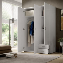 Arte Elegant Stella Trading Base Hinged Door Wardrobe W1210mm H1760mm D510mm - White Matt, Ample Storage, Versatile Design - thumbnail 4