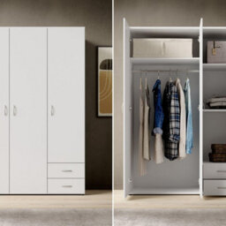 Arte Elegant Stella Trading Base Hinged Door Wardrobe W1210mm H1760mm D510mm - White Matt, Ample Storage, Versatile Design - thumbnail 5