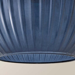 Valuelights Maddison Navy Blue Ribbed Glass Easy Fit Pendant Lamp Shade With Bulb - thumbnail 5