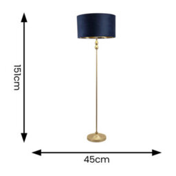 Valuelights Maggie Gold Candlestick Floor Lamp With Navy Blue Velvet With Gold Inner Lamp Shade - thumbnail 5